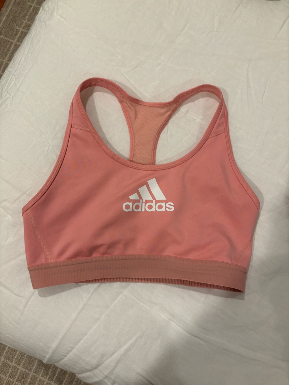 adidas Pink Racerback Sports Bra with White Logo